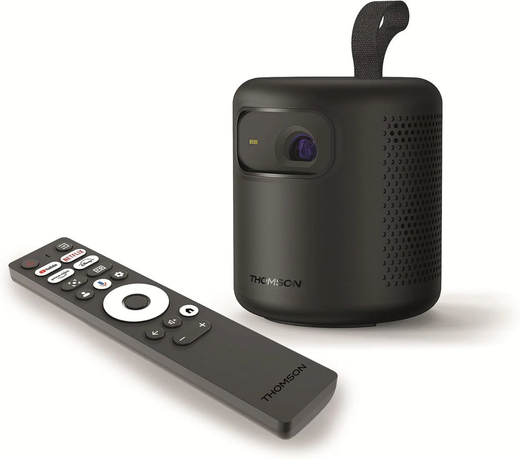 Thomson Sirius PG55B Inteligentny Projektor Laserowy RGB, Bardzo Krótki Rzut, Full HD 1080p, Google TV, 600 ANSI, Autofocus, HDR10+, Dolby Digital+, Bateria, WiFi, Bluetooth