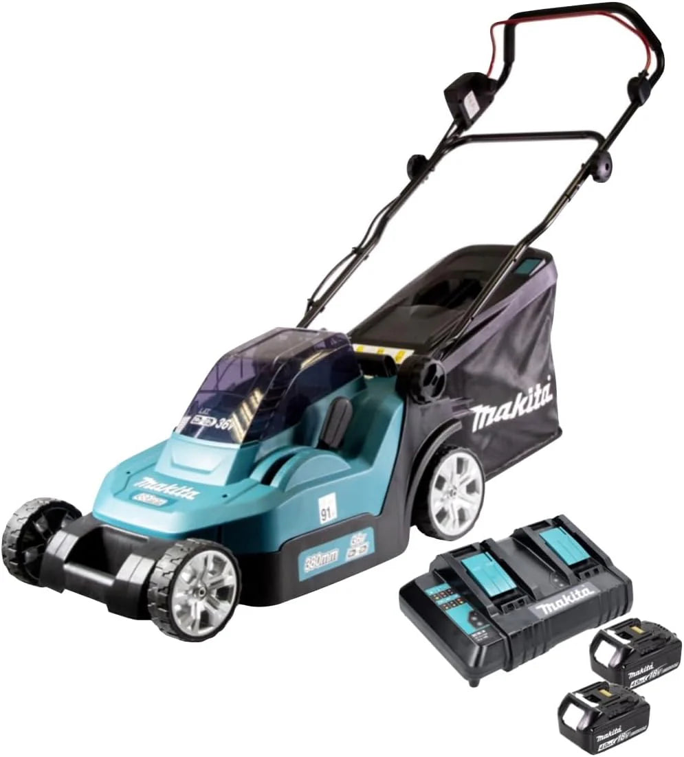 Kosiarka MAKITA 36V DLM382CM2 38cm 2x18V (2 x 4,0 Ah), Niebieska