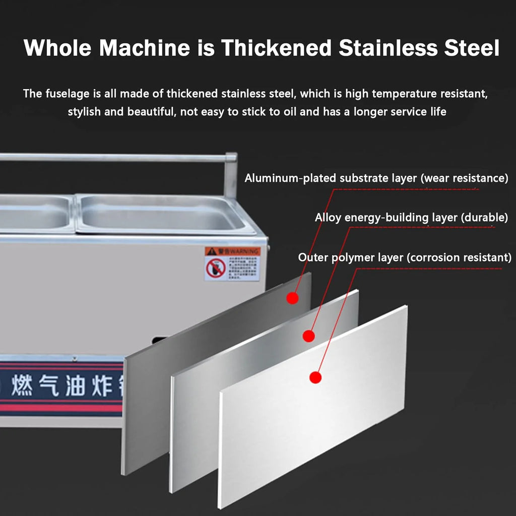 Frytkownica Gazowa Frytkownica Komercyjna Gazowa Ręczna Regulacja Temperatury Stal Nierdzewna Podczerwień Energooszczędna Z Wyjmowanym Koszykiem Frytkownica Sz,Style3