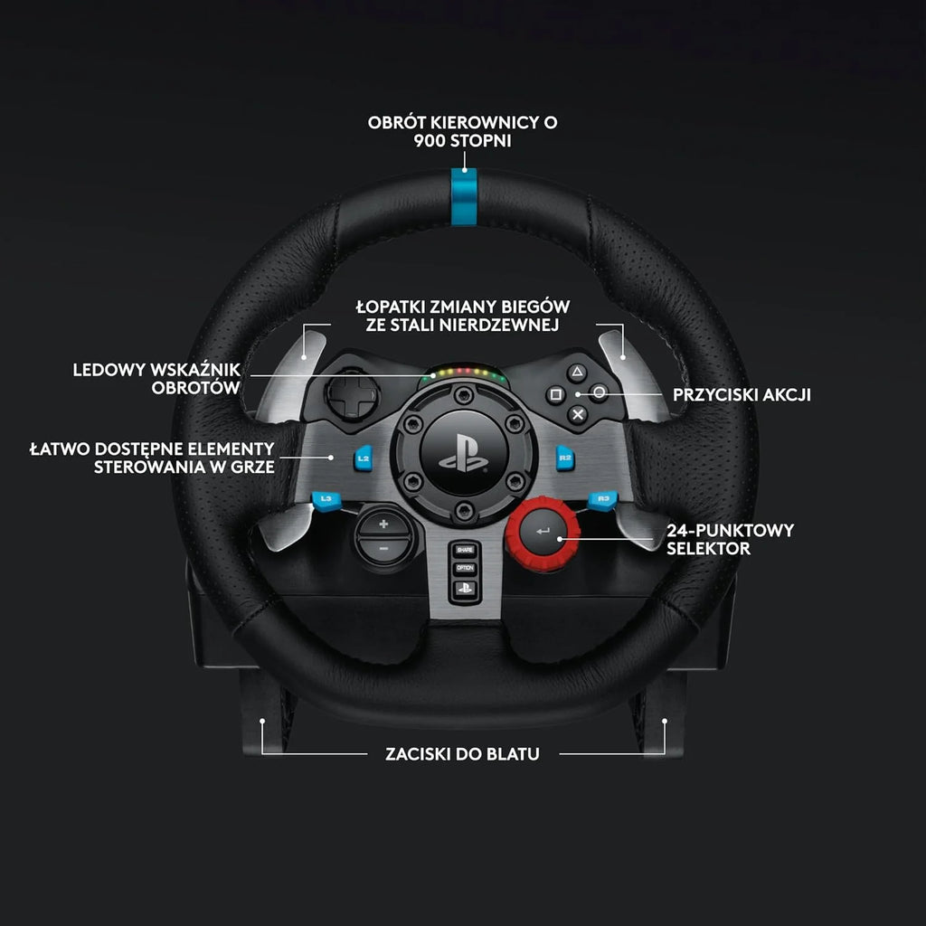 Logitech G G29 SE Driving Force, kierownica i pedały wyścigowe, siłowe sprzężenie zwrotne, prawdziwa skóra + Driving Force Shifter, dźwignia zmiany biegów - do konsol PS5, PS4 i PC/Mac - Czarny
