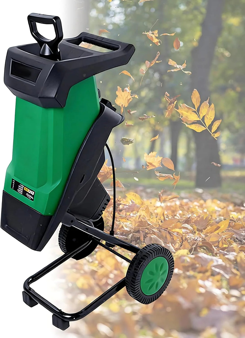 Mocna elektryczna rębak do drewna o mocy 2400 W, mały rębak do drewna, wydajność cięcia 40 mm, 4500 obr./min, z workiem zbiorczym o pojemności 50 l, odpowiednia do ogrodu i na podwórko
