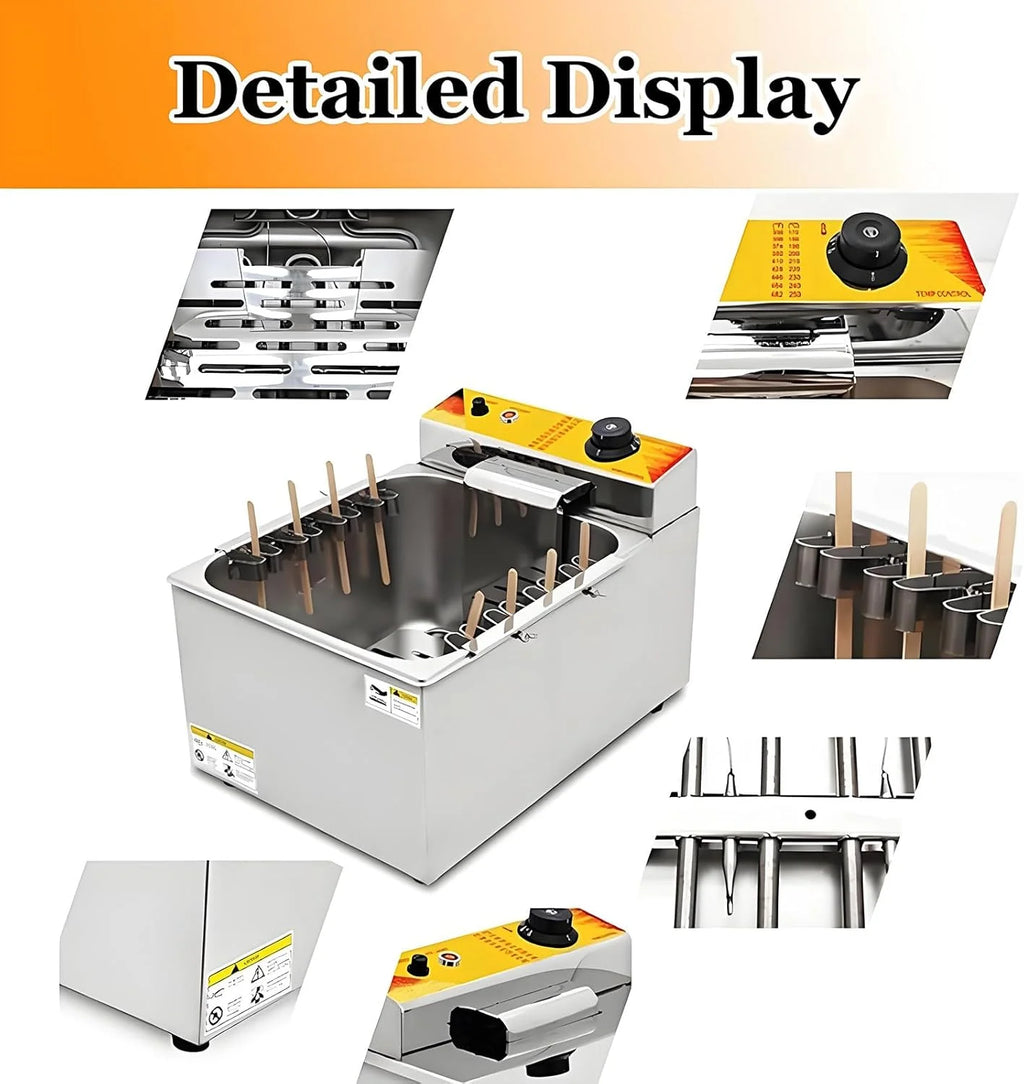 Frytkownica Elektryczna 1900 W - Frytkownica Do Serowych Paluszków Do Hot Dogów - Kuchenka Do Grillowania Kiełbasek - Frytkownica Do Kukurydzy 12 L - Producent Przekąsek