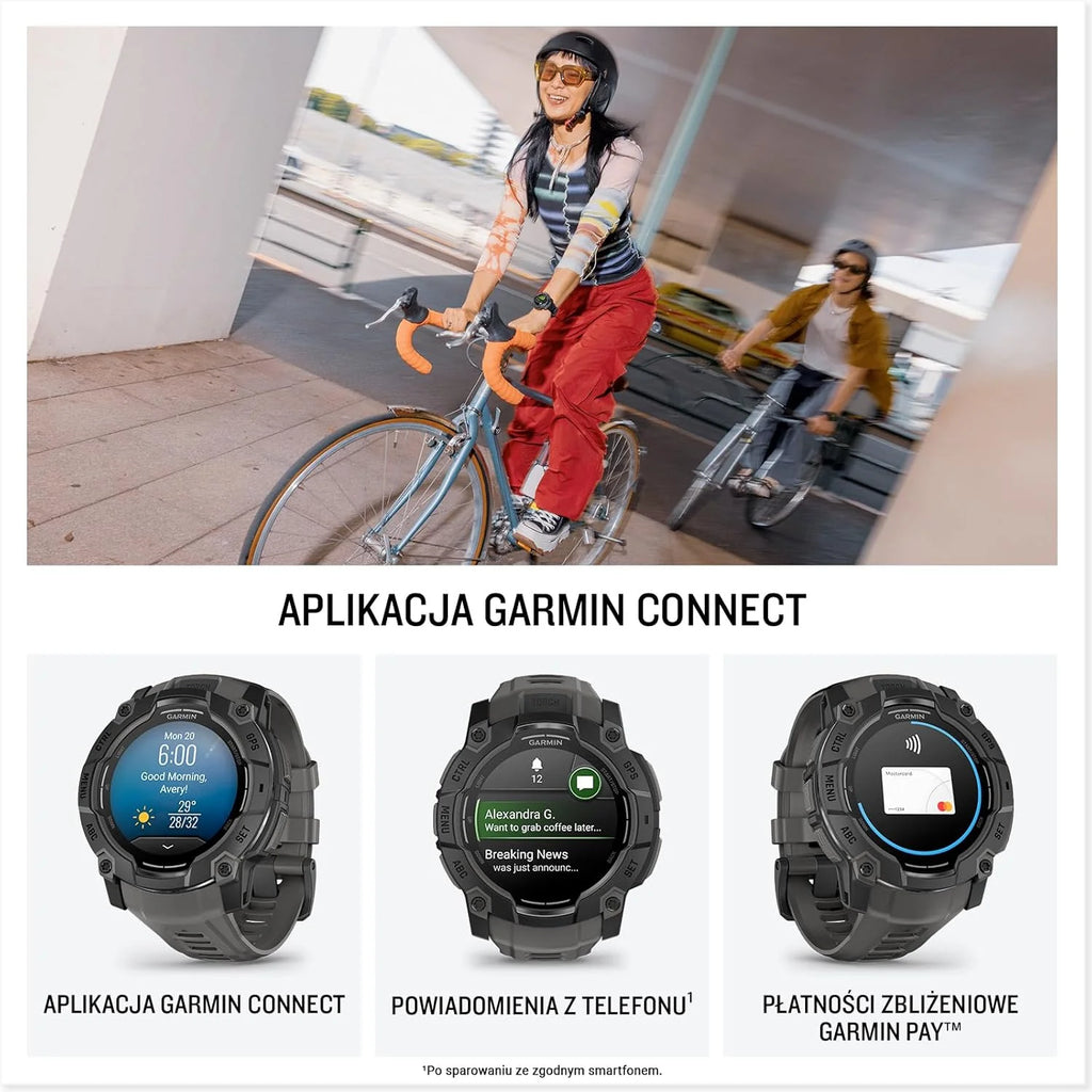 Garmin Instinct 3 SOLAR Wytrzymały Smartwatch GPS, 45 mm, Wbudowane Aplikacje Sportowe i Zdrowotne, Latarka LED, 10ATM, Sunburst
