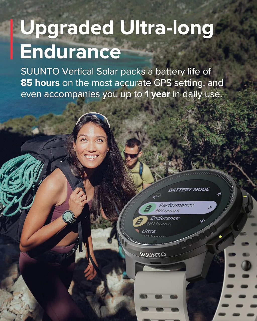 SUUNTO Vertical – Przygodowy zegarek GPS, monitor aktywności, dwupasmowy GNSS i mapy offline, obsługa ponad 95 dyscyplin sportowych, wskaźniki treningowe i analiza regeneracji.
