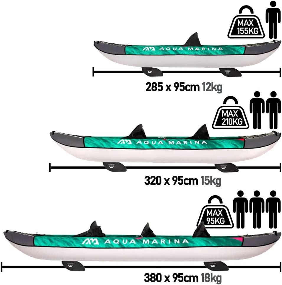 Aqua Marina Laxo-320, nadmuchiwany kajak rekreacyjny dla 2 osób, długość 320 cm, 2022