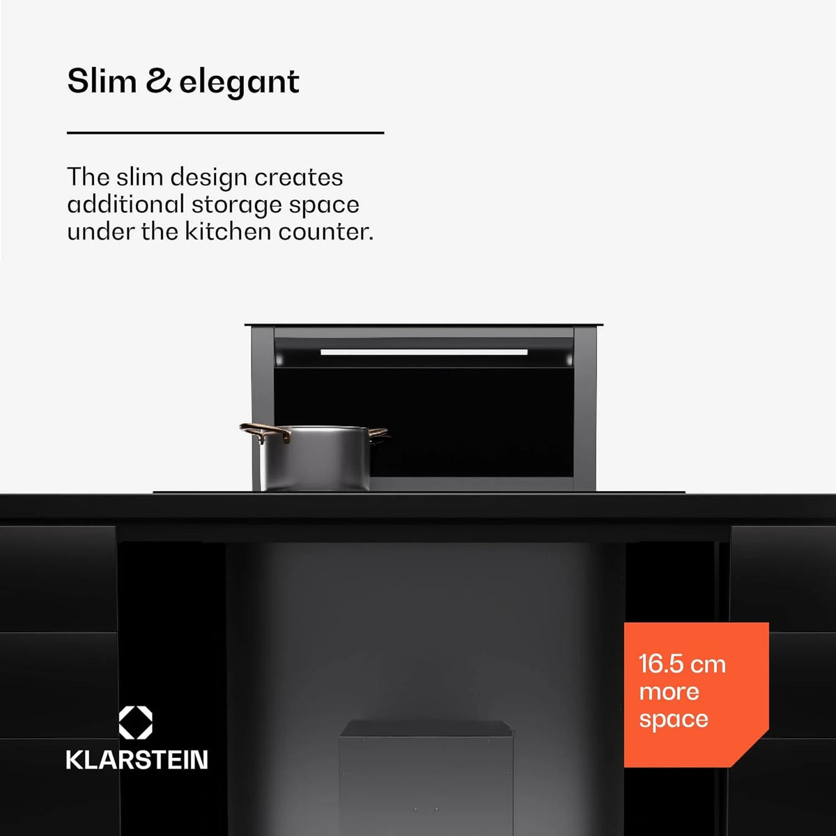Klarstein Okap kuchenny 90 cm wyciąg w dół, wyciąg kuchenny recyrkulacja 2 w 1, przepływ powietrza 576 m³/h, wentylator wyciągowy ze światłem LED i panelem dotykowym