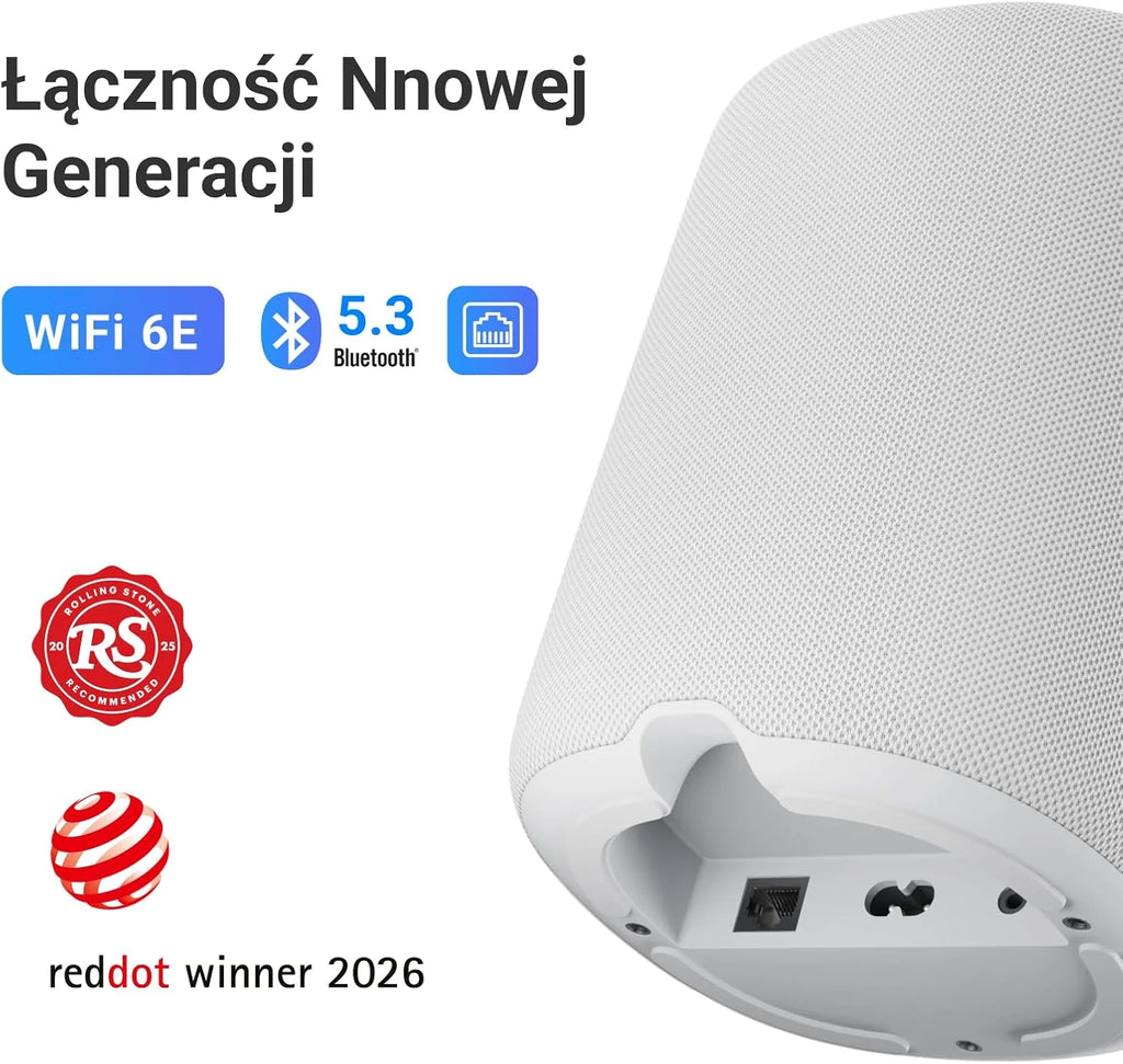 WiiM Sound inteligentny głośnik z ekranem 1,8″, Hi-Res 24-bit/192 kHz, AI RoomFit™, 100 W, Wi-Fi 6E/Bluetooth 5.3, multiroom i stereo, pilot w zestawie, Czarny