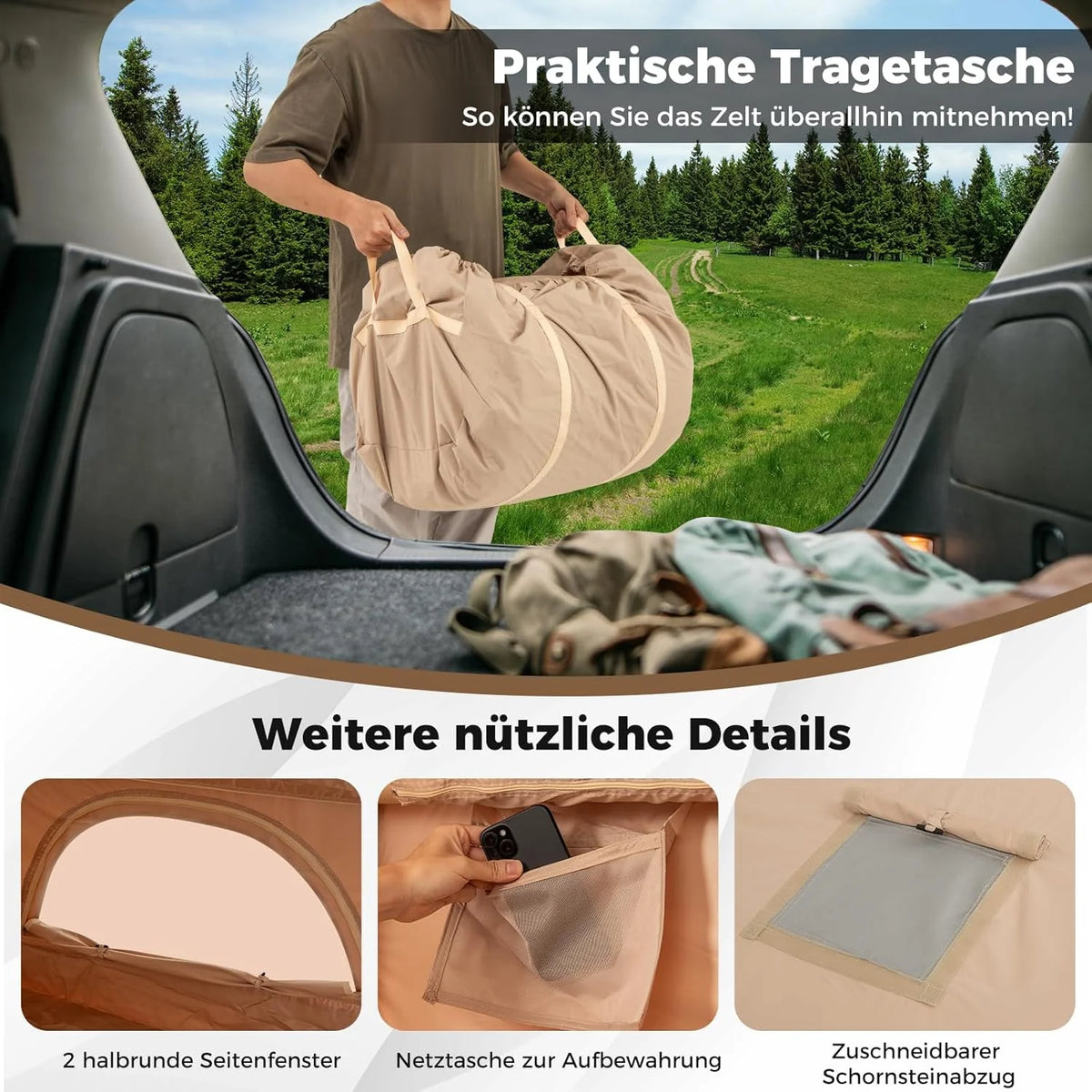 COSTWAY Nadmuchiwany namiot dla 4-6 osób, namiot kempingowy z 4 okienkami z siatki i 2 drzwiami i oknami dachowymi, w zestawie torba transportowa i pompka, namiot powietrzny na kemping i do wędkowania