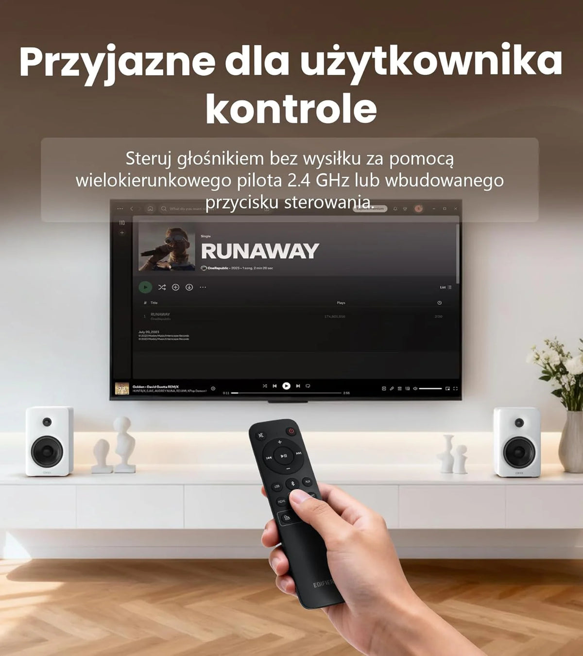 Edifier M90 Głośniki półkowe, 100W RMS Lauta Stacjonarne, Hi-Res Audio, LDAC, Bluetooth 6.0 Lauta Kompaktowe, HDMI eARC/USB-C/AUX Wejście, SUB OUT Lauta Zasilane, Stereokontrolka do TV/PC - biały