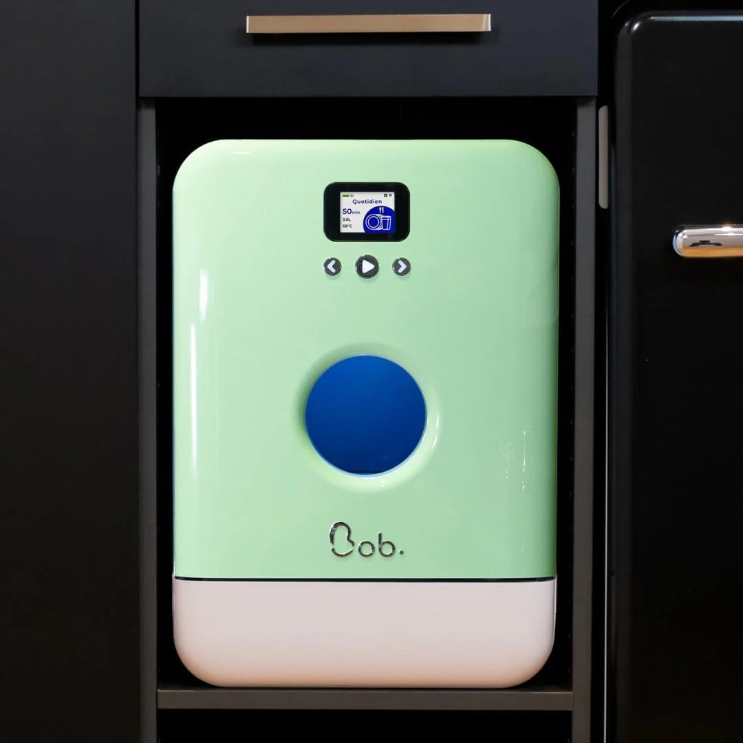 Zmywarka Bob - Kompaktowa zmywarka 3 Sztućce do wpuszczania - Wolne do montażu, ze zbiornikiem, przenośna - Naturalne suszenie - Płyta 29 cm - Etykieta Origine France Garantie Ekologiczne (Biało-Czerwony)