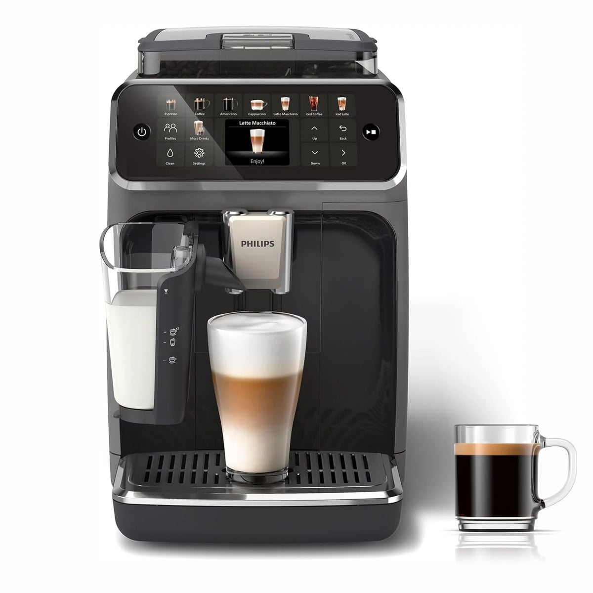 Philips w Pełni Automatyczny Ekspres do Kawy z Serii 5500-20 Kaw Gorących i Mrożonych, Szybki w Czyszczeniu System Mleczny LatteGo, Technologia SilentBrew, QuickStart, Szary (EP5544/50)