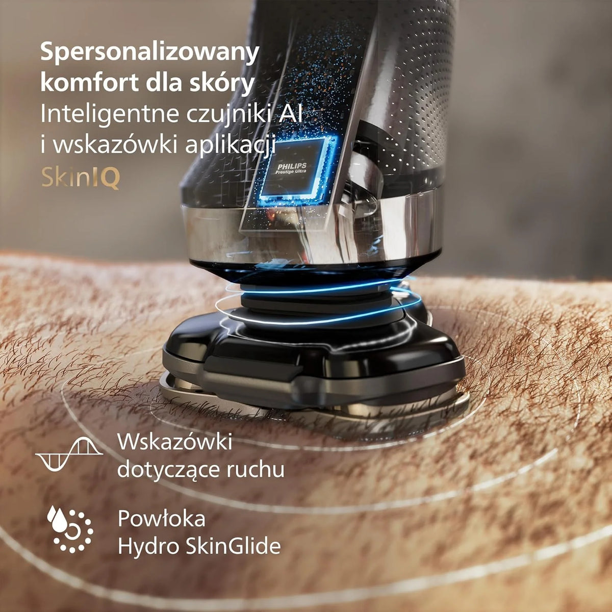 Philips Shaver i9000, golarka elektryczna do golenia na mokro i na sucho, technologią Skin IQ, systemem Triple Lift & Cut, podwójnymi ostrzami SteelPrecision obracającymi się o 360 stopni, X9000/10