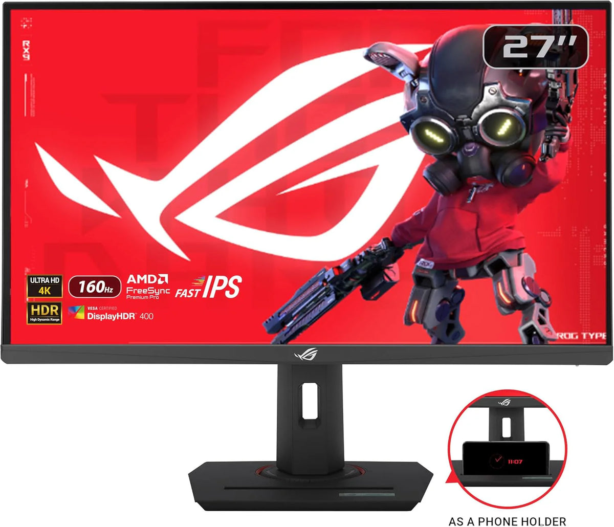 ASUS ROG Strix XG27UCS 27 4K UHD Gaming Monitor (3840x2160), 160Hz, 1ms (GTG), Fast IPS, Extreme Low Motion Blur Sync, USB Type-C, G-Sync, DisplayWidget Center, gniazdo statywu, HDR
