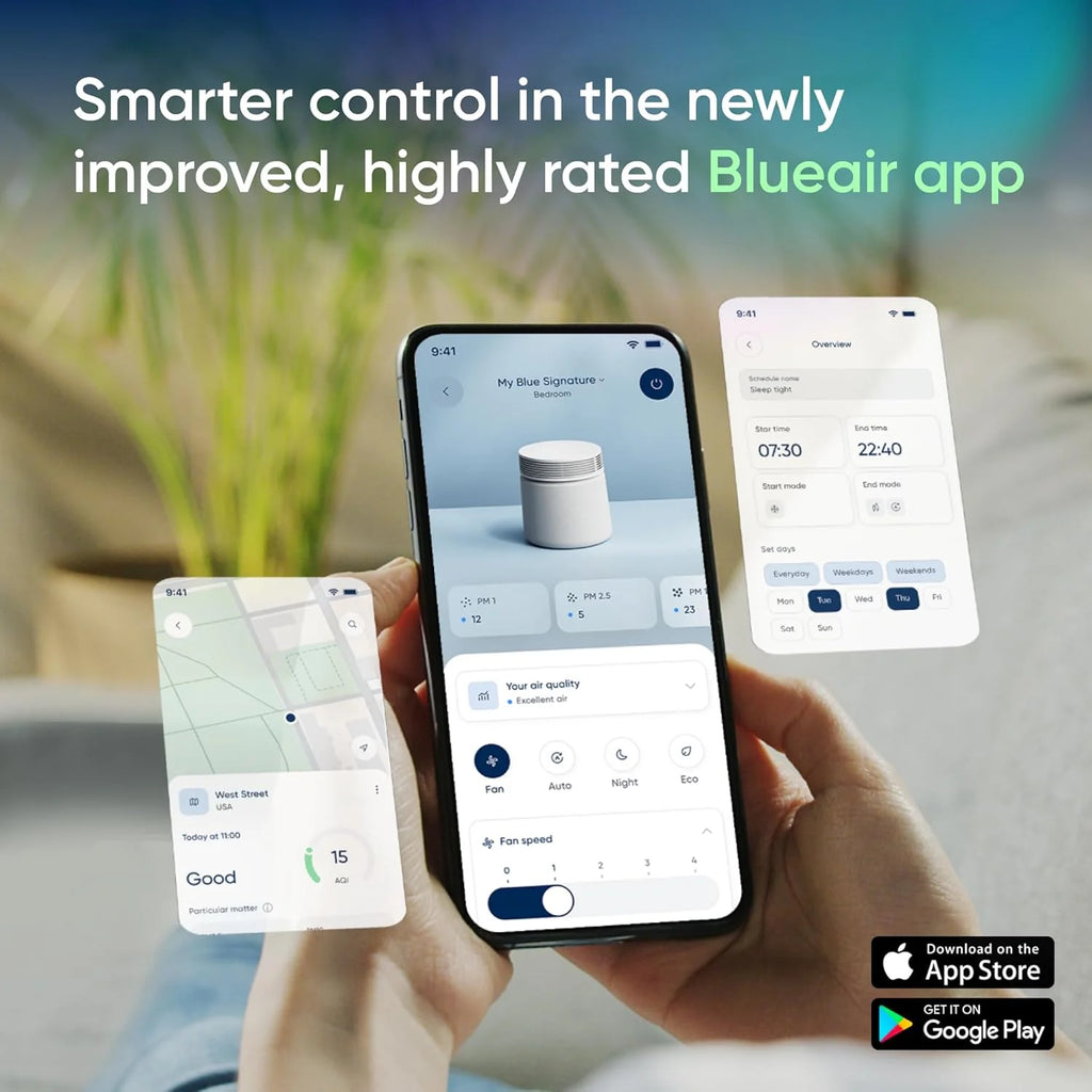 BLUEAIR Blue Signature Large oczyszczacz powietrza, ultra cichy, inteligentny oczyszczacz powietrza do 651 m², zaawansowana technologia HEPASilent | usuwa alergeny