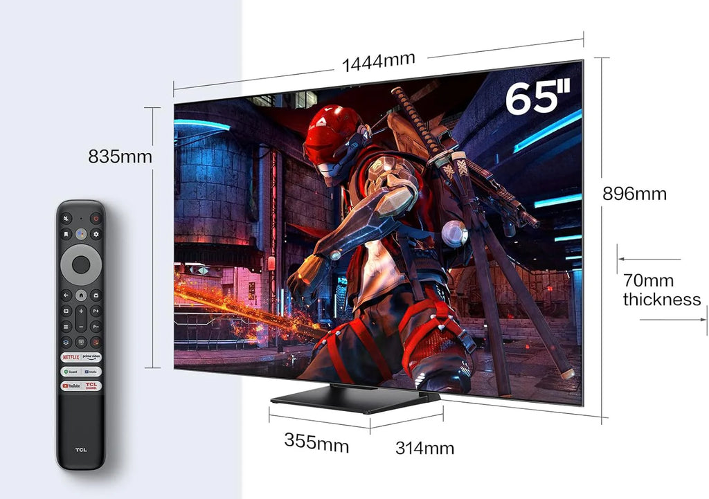 TCL 65V6C 65-calowy bezpośredni telewizor LED, 4K HDR TV, Smart TV Powered by Google (Dolby Audio, Motion Clarity, kompatybilny z Google Assistant & Alexa, 2025 nowy model)