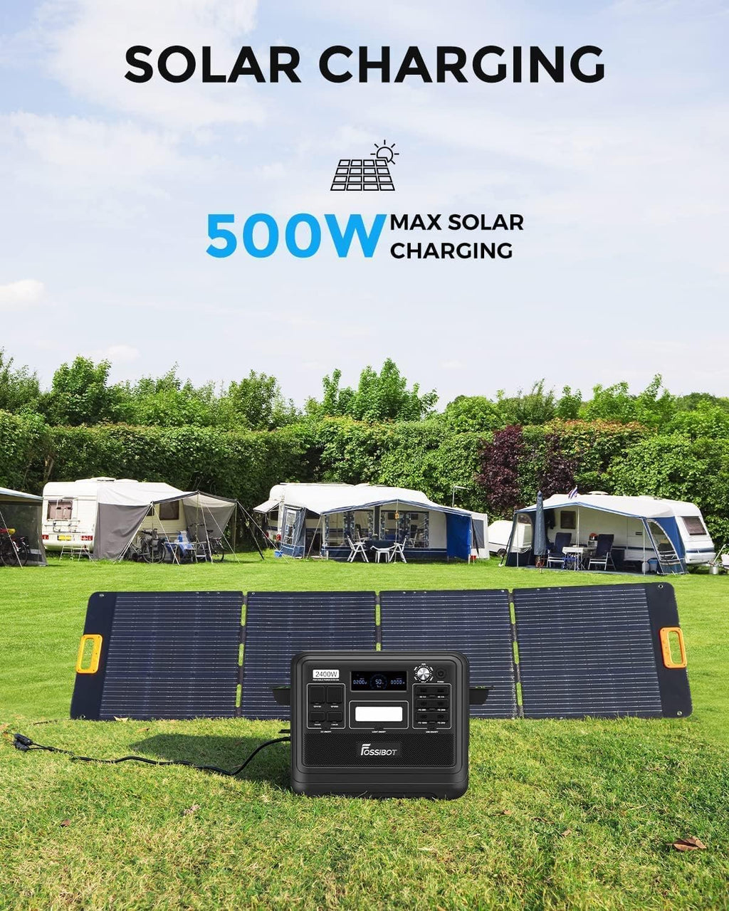 FOSSiBOT - POLSKA F2400, Przenośna stacja zasilająca 2048 Wh/2400W LiFePO4 UPS Generator słoneczny, 5-letnia gwarancja
