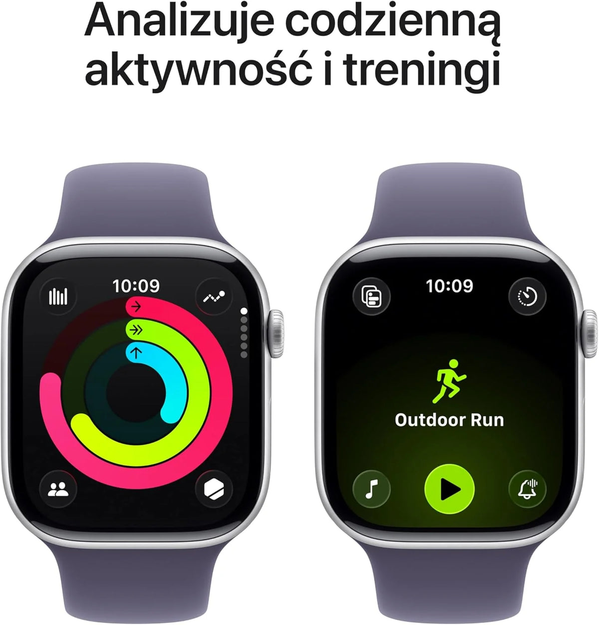Apple Watch Series 11 GPS 42 mm Smartwatch, koperta z aluminium kolor Niedościgniona czerń, Pasek sportowy kolor czarny - S/M. Wynik snu, monitor fitness, monitorowanie stanu zdrowia