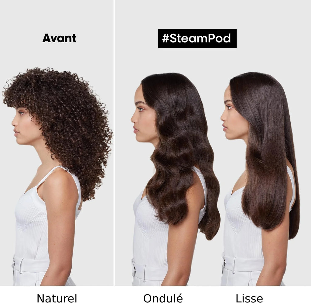 Steampod 4, Profesjonalna prostownica do włosów, opatentowana technologia parowa, wszystkie rodzaje włosów, zestaw 3 grzebieni w zestawie, L'Oréal Professional