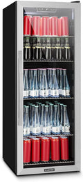 Klarstein Beersafe XL lodówka na napoje - szklane drzwi, oświetlenie wewnętrzne LED, stal nierdzewna, 201 l, srebrna