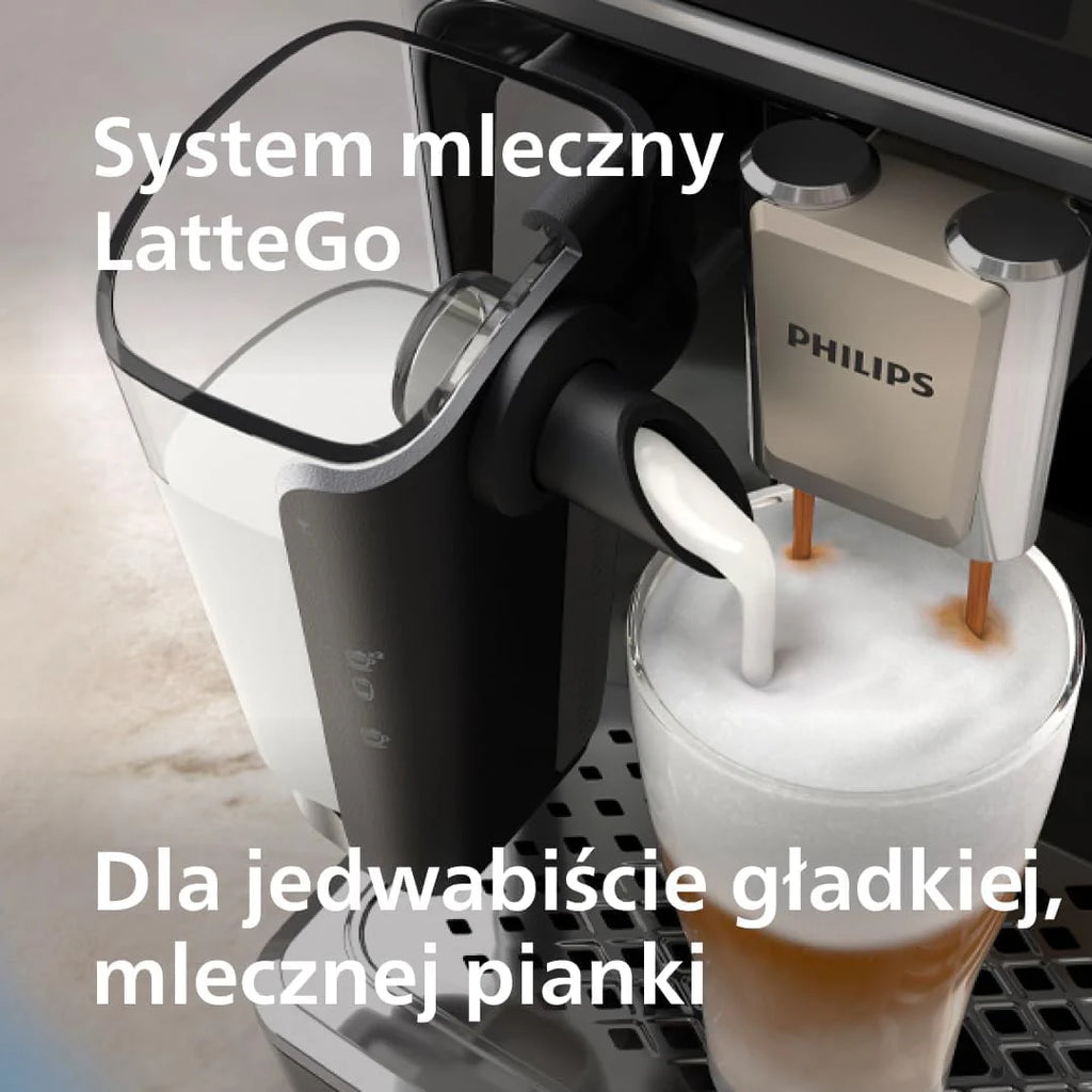 Philips w Pełni Automatyczny Ekspres do Kawy z Serii 5500-20 Kaw Gorących i Mrożonych, Szybki w Czyszczeniu System Mleczny LatteGo, Technologia SilentBrew, QuickStart, Szary (EP5544/50)