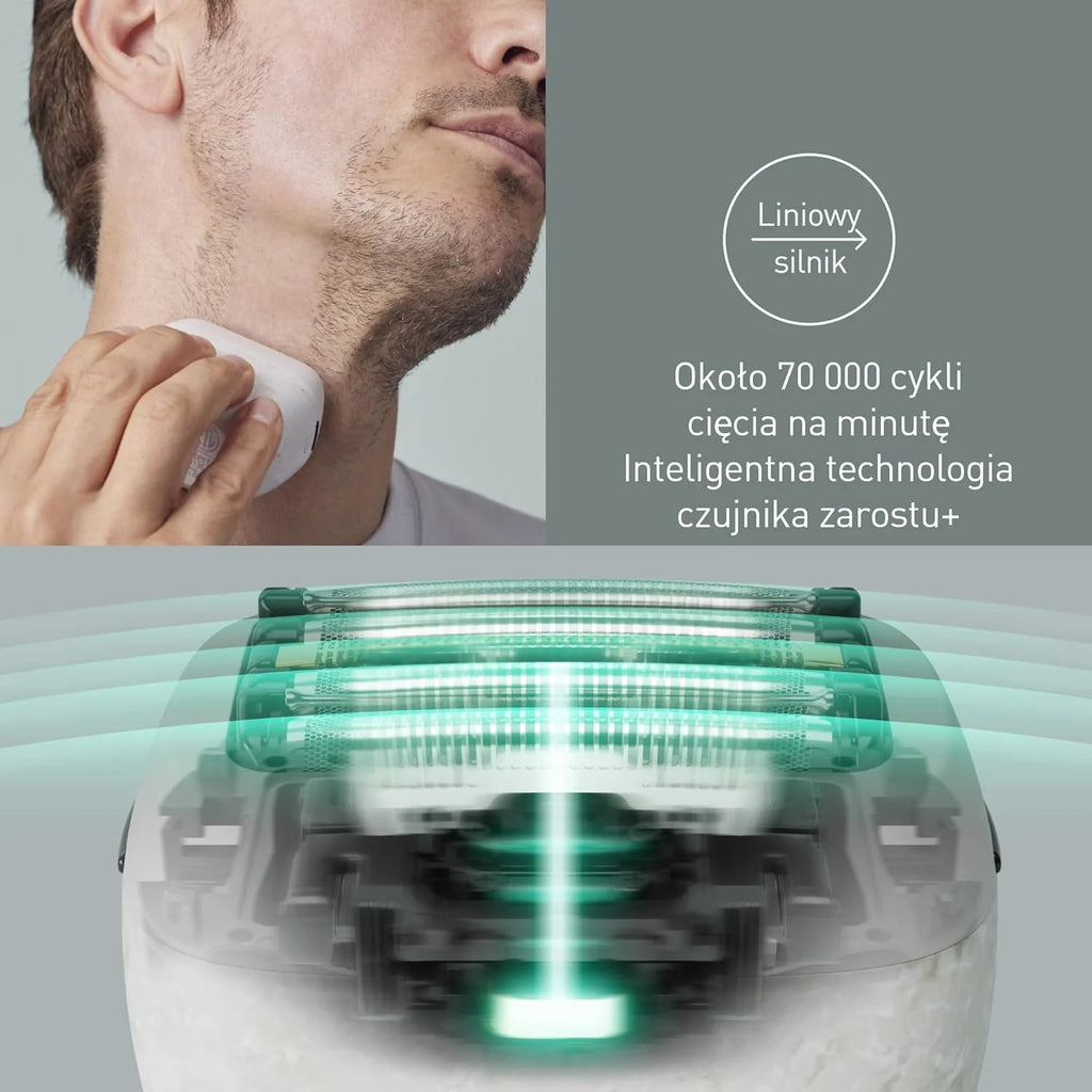 Panasonic ES-PV6B-W803 Series 900s Golarka, Golenie na Mokro i Sucho, 5-Ostrzowa Golarka Elektryczna Dla Mężczyzn, Inteligentny Czujnik Zarostu, USB-C, Etui, Biały Marmur NAGORI®