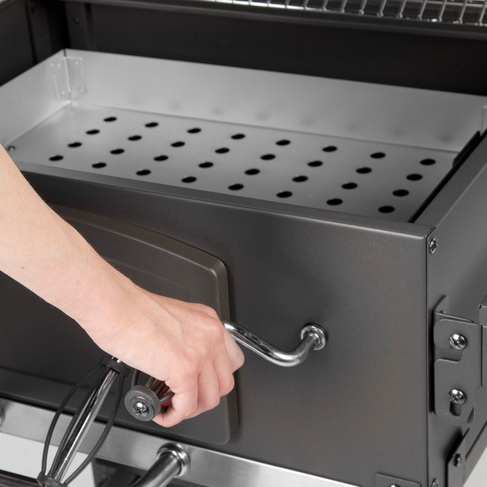 Przenośny grill węglowy z wędzarnią 102x65x104 cm – stal. Czarny