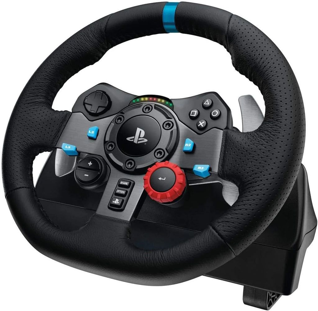 Logitech G G29 SE Driving Force, kierownica i pedały wyścigowe, siłowe sprzężenie zwrotne, prawdziwa skóra + Driving Force Shifter, dźwignia zmiany biegów - do konsol PS5, PS4 i PC/Mac - Czarny