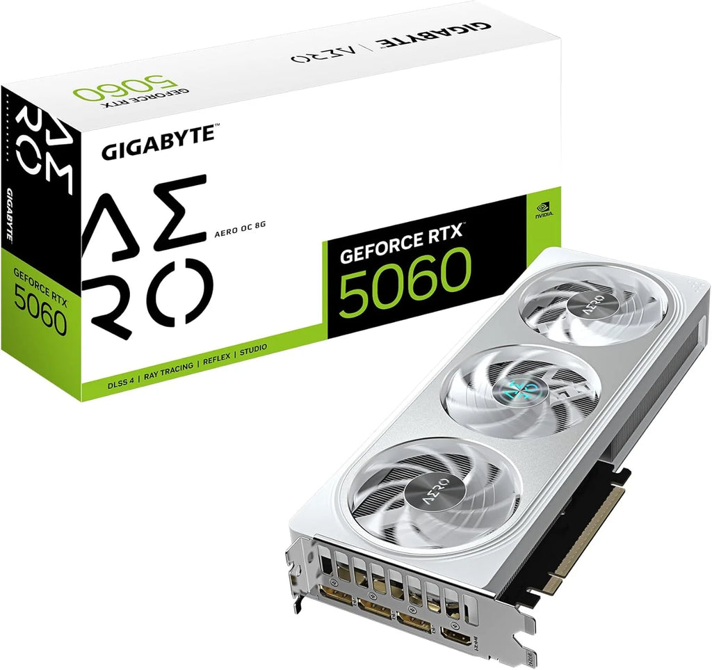 Gigabyte Karta graficzna GeForce RTX 5060 AERO OC 8G, 8 GB GDDR7, 128 bit, PCI-E 5.0, 2595 MHz Core Clock, 3 x DisplayPort, 1 x HDMI, GV-N5060AERO OC-8GD