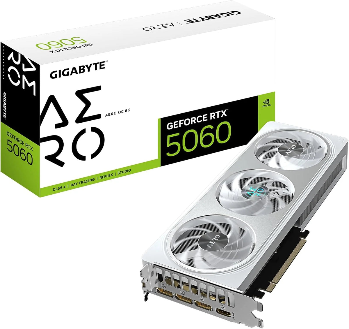 Gigabyte Karta graficzna GeForce RTX 5060 AERO OC 8G, 8 GB GDDR7, 128 bit, PCI-E 5.0, 2595 MHz Core Clock, 3 x DisplayPort, 1 x HDMI, GV-N5060AERO OC-8GD