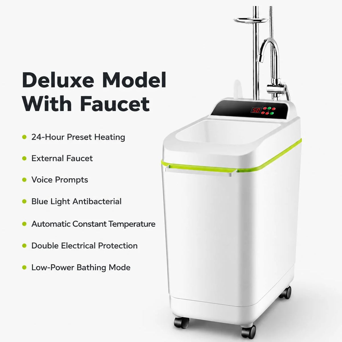 Przenośny podgrzewacz wody, 50 l, 2000 W, kempingowa maszyna prysznicowa z automatycznym wyłączaniem do przyczep kempingowych, podróży i kąpieli zwierząt domowych