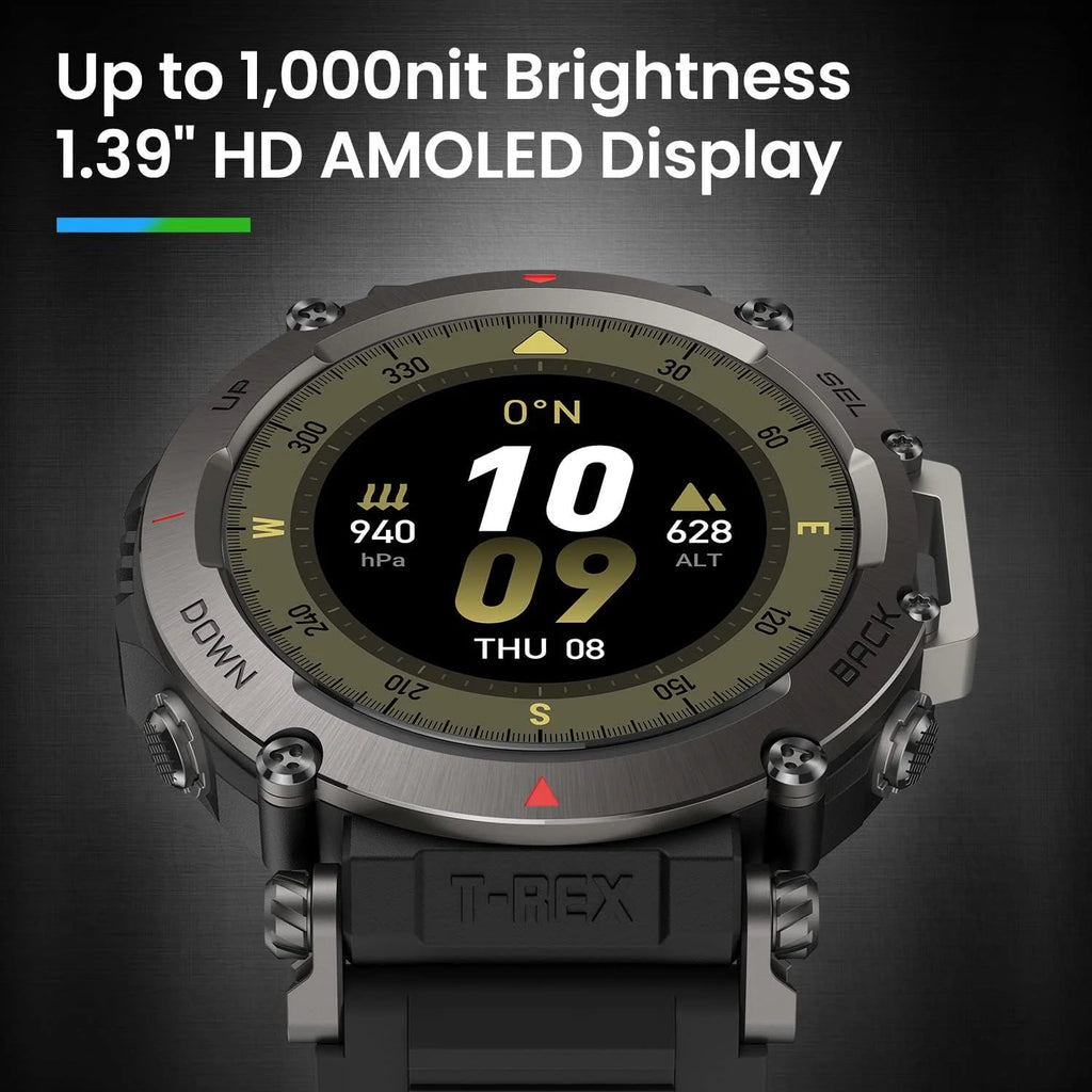 Outdoorowy smartwatch Amazfit T-Rex Ultra 47 mm, dwuzakresowy GPS