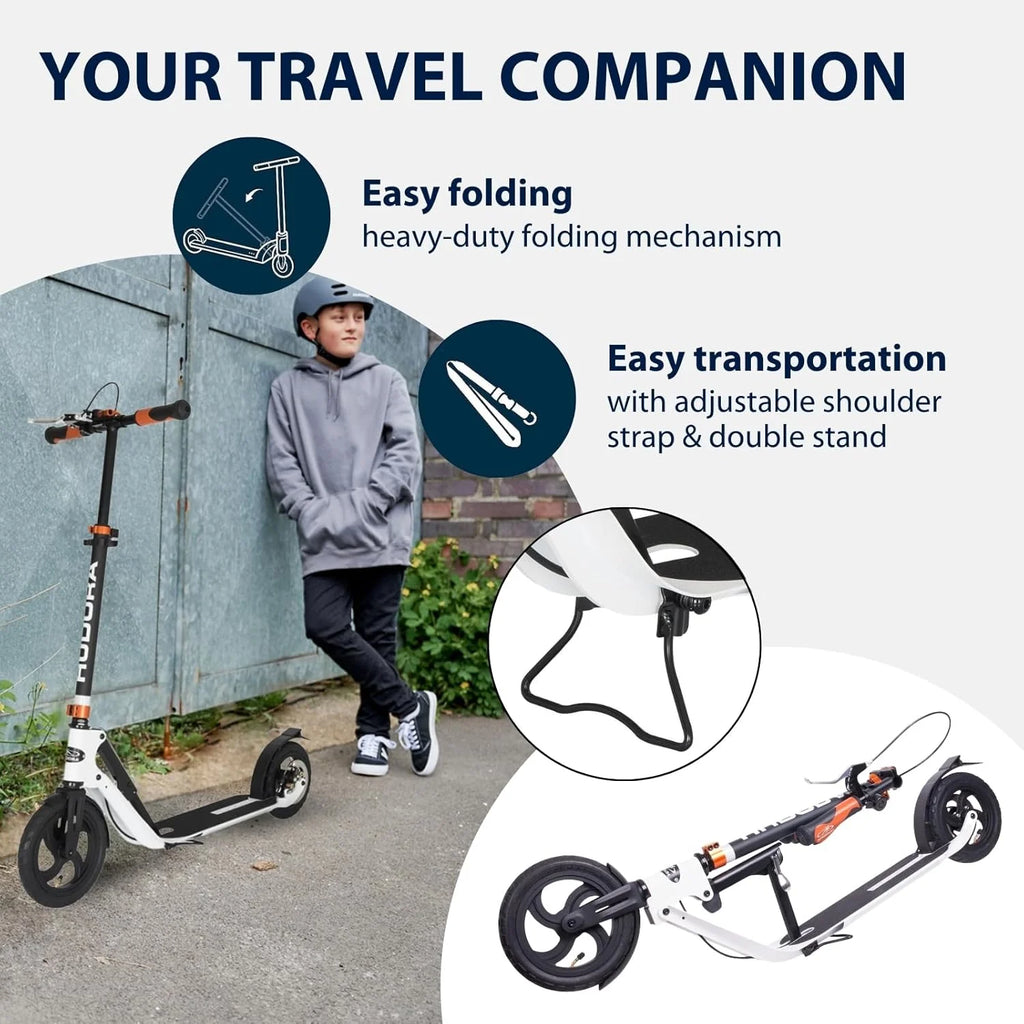 Hudora BigWheel Air Dual Brake hulajnoga pneumatyczna z hamulcem ręcznym, z oponami pneumatycznymi, hulajnoga miejska