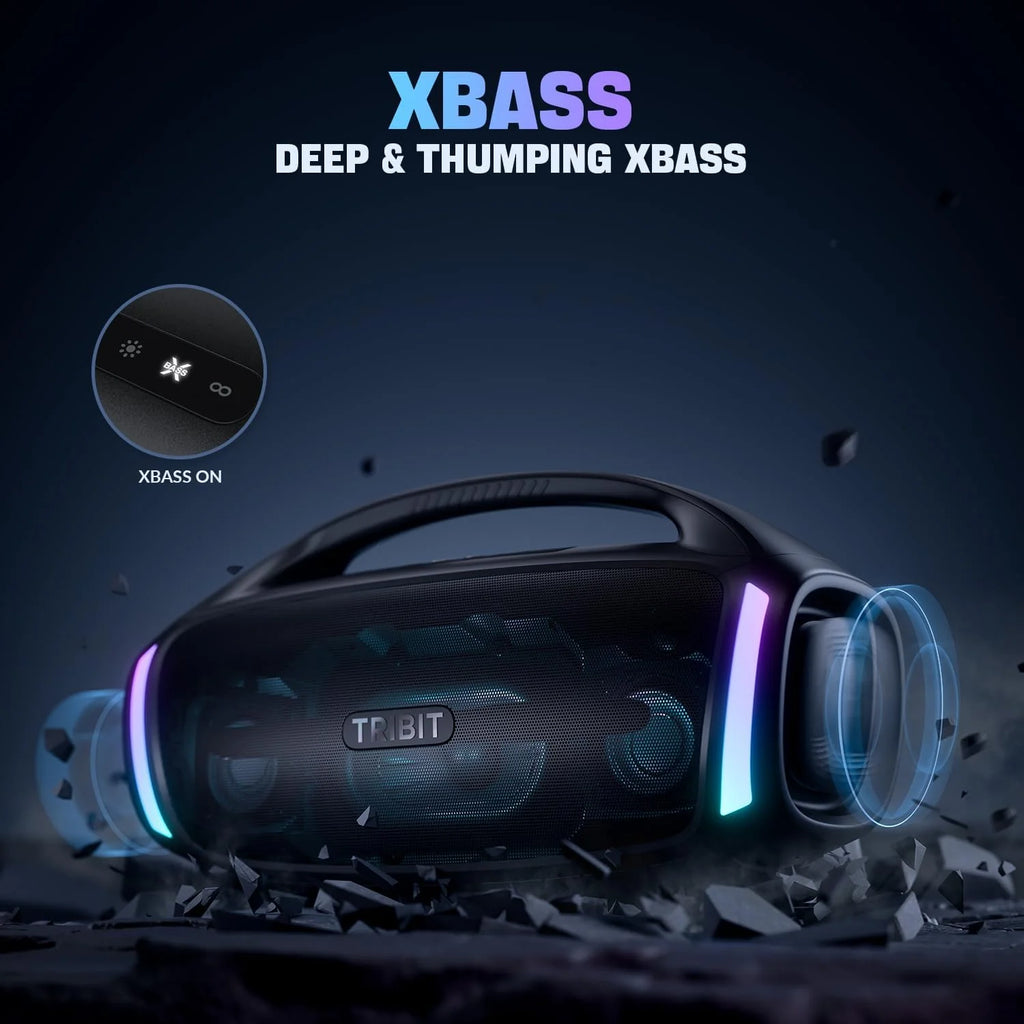 TRIBIT StormBox Blast 2 Głośnik Bluetooth 200W, Przenośny z Subwooferem, XBass, LED, Bluetooth 5.4, IP67, Korektor EQ, 30H Odtwarzania, Funkcja Karaoke – Idealny na Imprezy Plenerowe i Plażę
