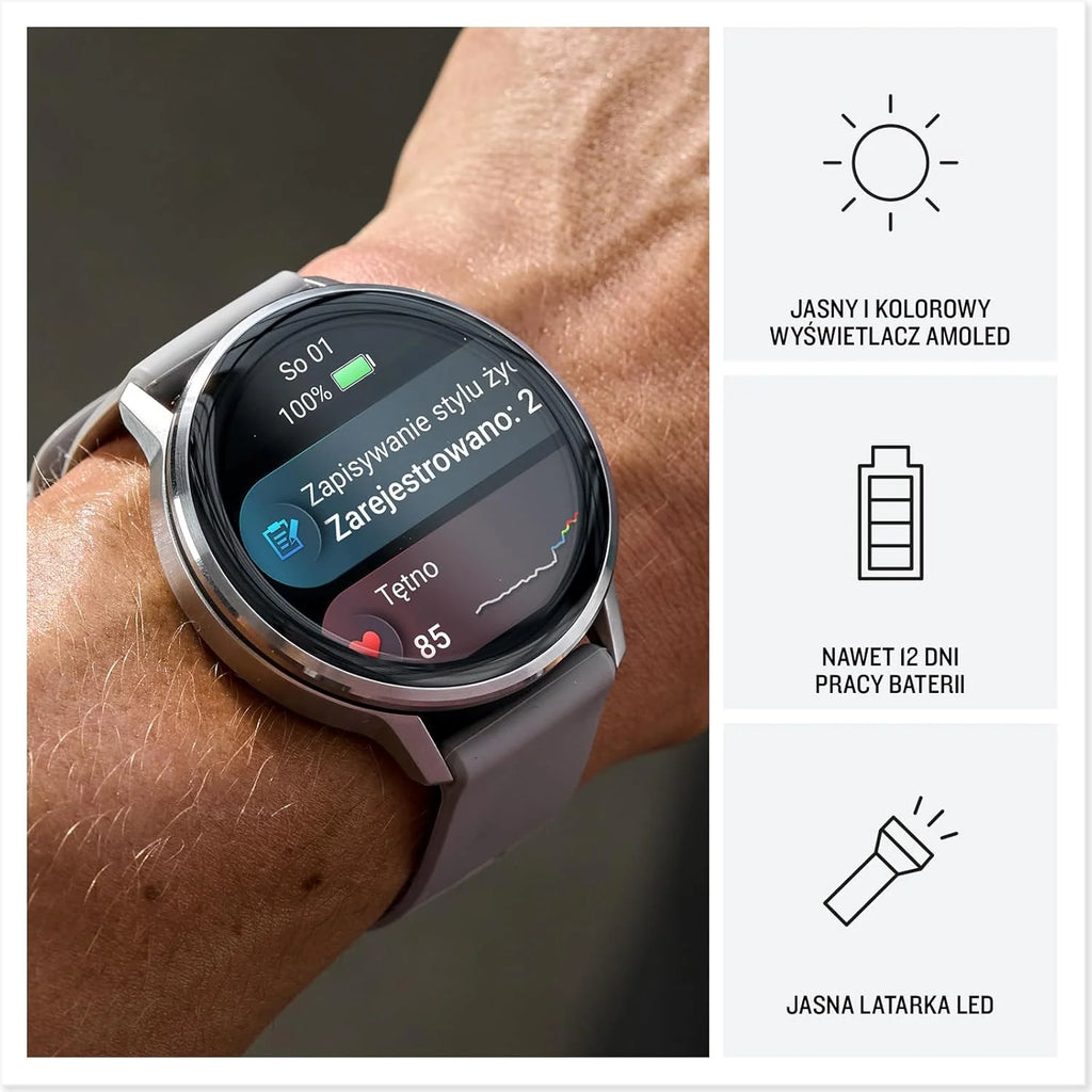 Garmin Venu 4 Premium Smartwatch GPS 41mm, AMOLED, Latarka LED, Slate Black/Black