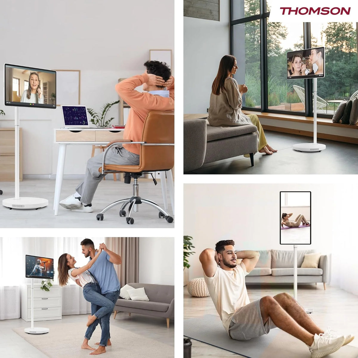 Thomson Go Plus Pro 27-calowy (69 cm) 4K UHD Inteligentny Ekran Dotykowy, Android, Sterowanie Głosowe, Hotspot, Bateria 9000 mAh, Kamera 5MP, Subwoofer, WiFi 6, Bluetooth, Przenośny Stojak