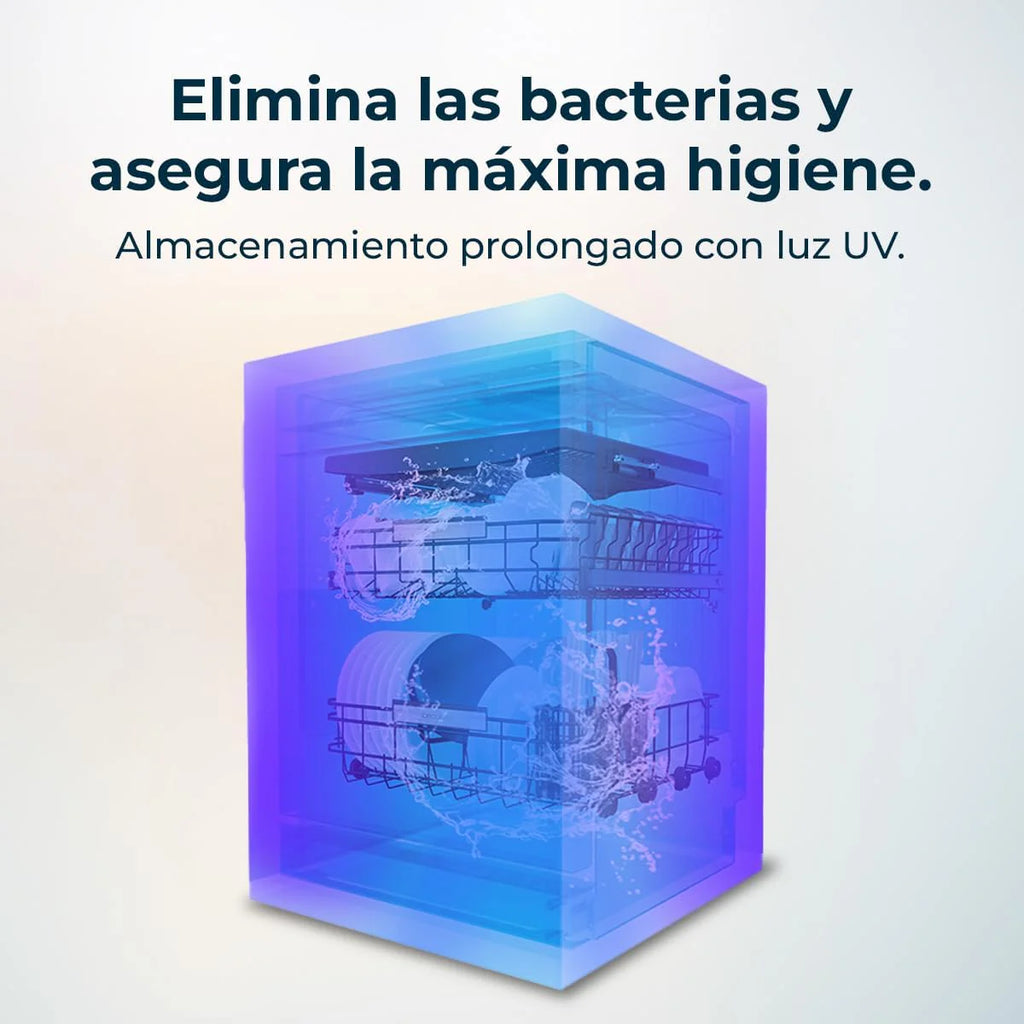 Cecotec Bolero Aguazero 60 cm kompaktowa zmywarka 6320 D, 1900 W, 15 sztućców, 8 programów, wyświetlacz FullColor XXL, Smart Wash, UV Light, Turbo Dry+, AutoClean, Średnie ładowanie, Delay Start