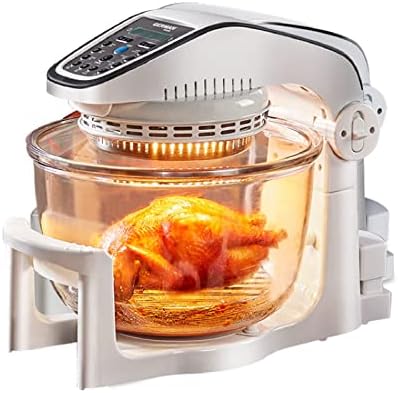 Wizualne smażenie powietrza, 10L Duży halogenowy piec konwekcyjny na podłogu z wyjmowaną szklaną miszką, Multicooke z kontrolami czasu i temperatury, Pies, Frytk, Toast lub Crisp