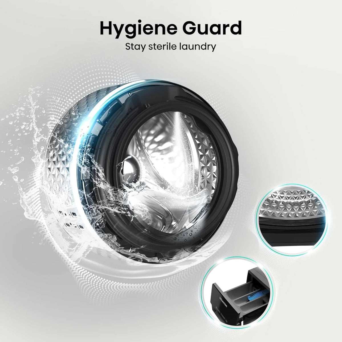 Hisense WF3S1043BB3 pralka z funkcją pary, 10,5 kg, 1400 U-Min-ConnectLife16 programów antyalergicznych, program do prania dla niemowląt, pranie automatyczne pranie QuickWash, 15 min, puch-Eco 40-60°C