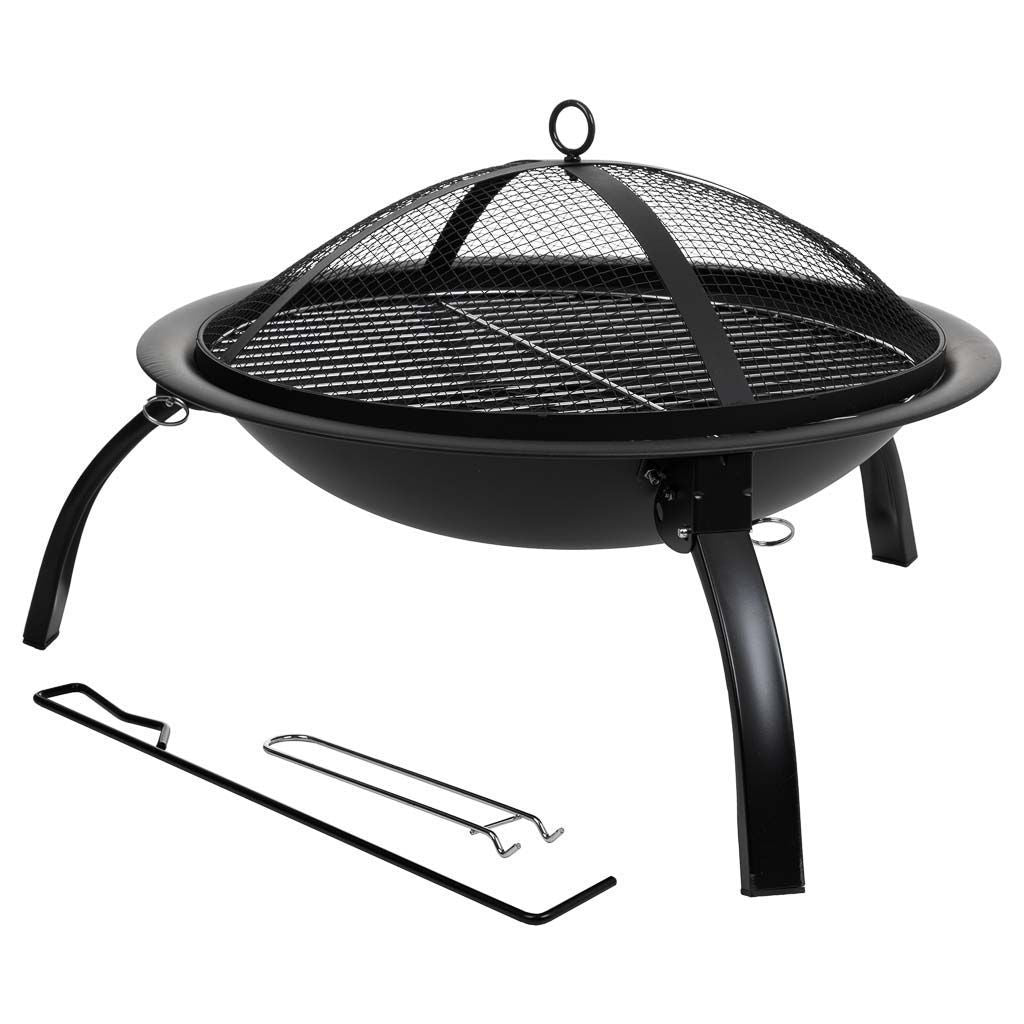 Metalowy grill ogrodowy z rusztem - czarny