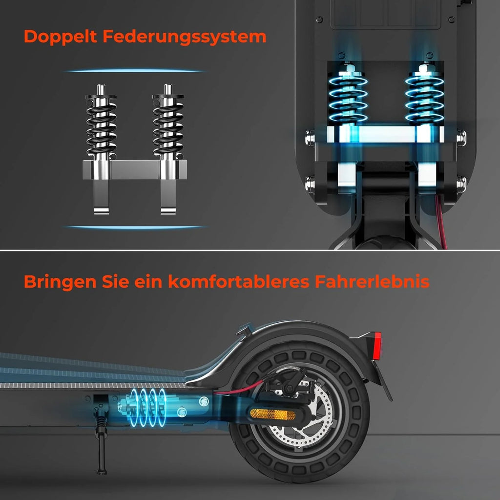 Skuter elektryczny z ABE do US 40 km zasięgu, z oponami o strukturze plastra miodu 10 cali, podwójny system hamowania i podwójne zawieszenie, 20 km/h, dla mężczyzn i kobiet