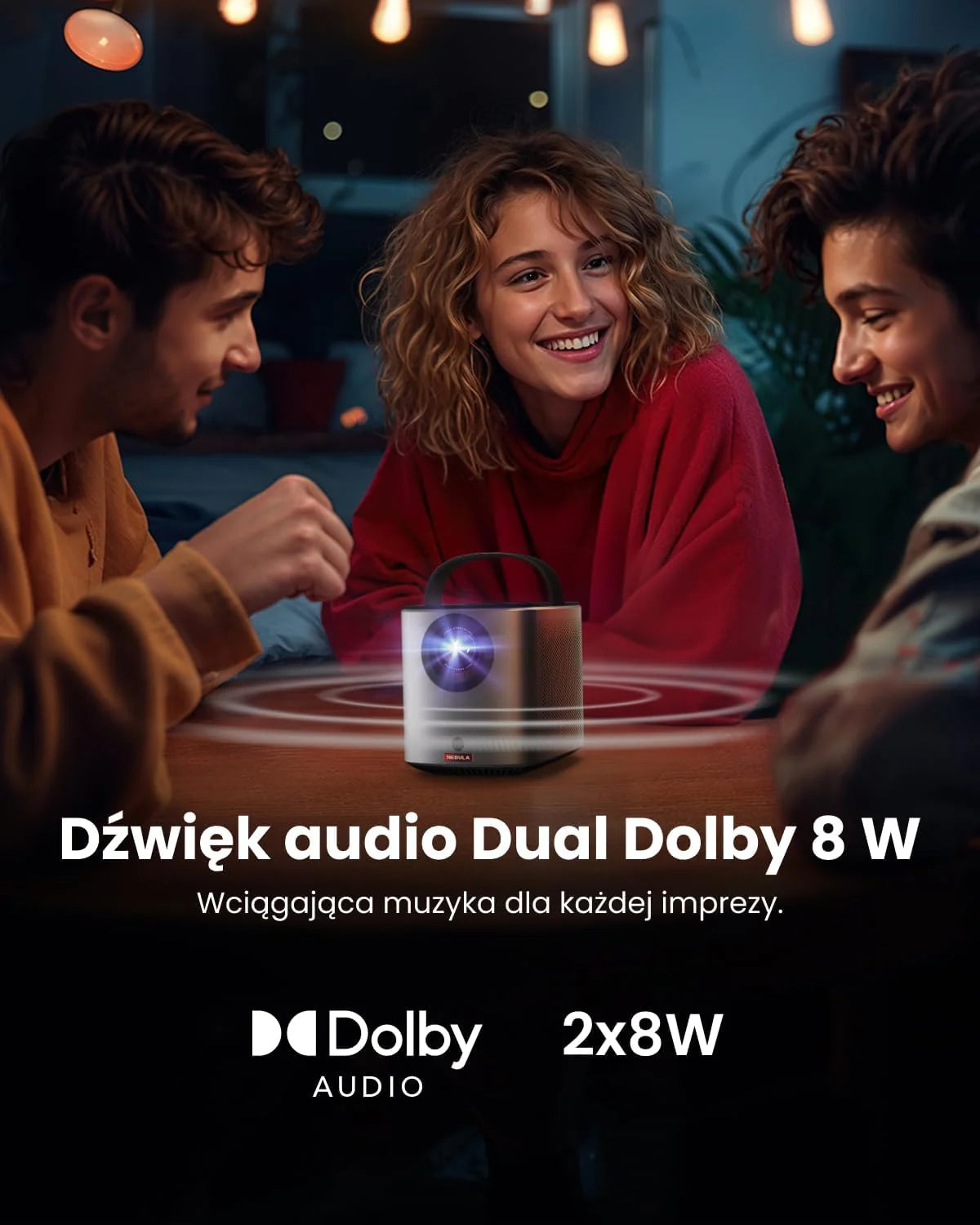 Nebula Anker Mars 3 Air Mini Rzutnik, 1080p, z Google TV, Smart, projektor Wi-Fi, przenośny projektor z 400 ANSI lumenów, Dolby Digital, 2 x 8 W, obraz 150”, wbudowana bateria, czas odtwarzania 2,5 h