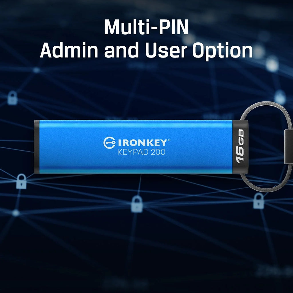 Kingston Klawiatura IronKey 200 typu A szyfrowana sprzętowo pamięć flash USB FIPS 140-3 poziom 3 (w toku) z 256-bitowym szyfrowaniem sprzętowym XTS-AES - IKKP200/512GB