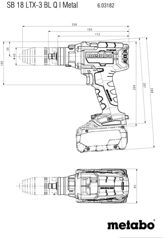 Metabo SB 18 LTX-3 BL Q I akumulatorowa wiertarko-wkrętarka udarowa do metalu 18 V (wiertarko-wkrętarka udarowa, wiertarka, śrubokręt, bez akumulatora + ładowarka) # 603182850