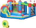 Outsunny Dmuchany zamek, park wodny, nadmuchiwany zamek z dmuchawą, centrum zabaw wodnych, w zestawie zjeżdżalnia wodna, trampolina, ścianka wspinaczkowa, dla dzieci od 3 lat, do użytku wewnątrz i na