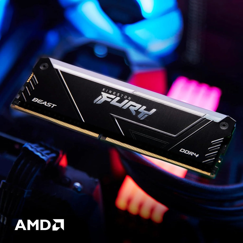 Kingston FURY Beast 32 GB 3200 MT/s DDR4 CL16 Desktop Memory Pojedynczy moduł | Intel XMP | AMD Ryzen | Plug n Play | Synchronizacja podczerwieni RGB | KF432C16BB2A/32