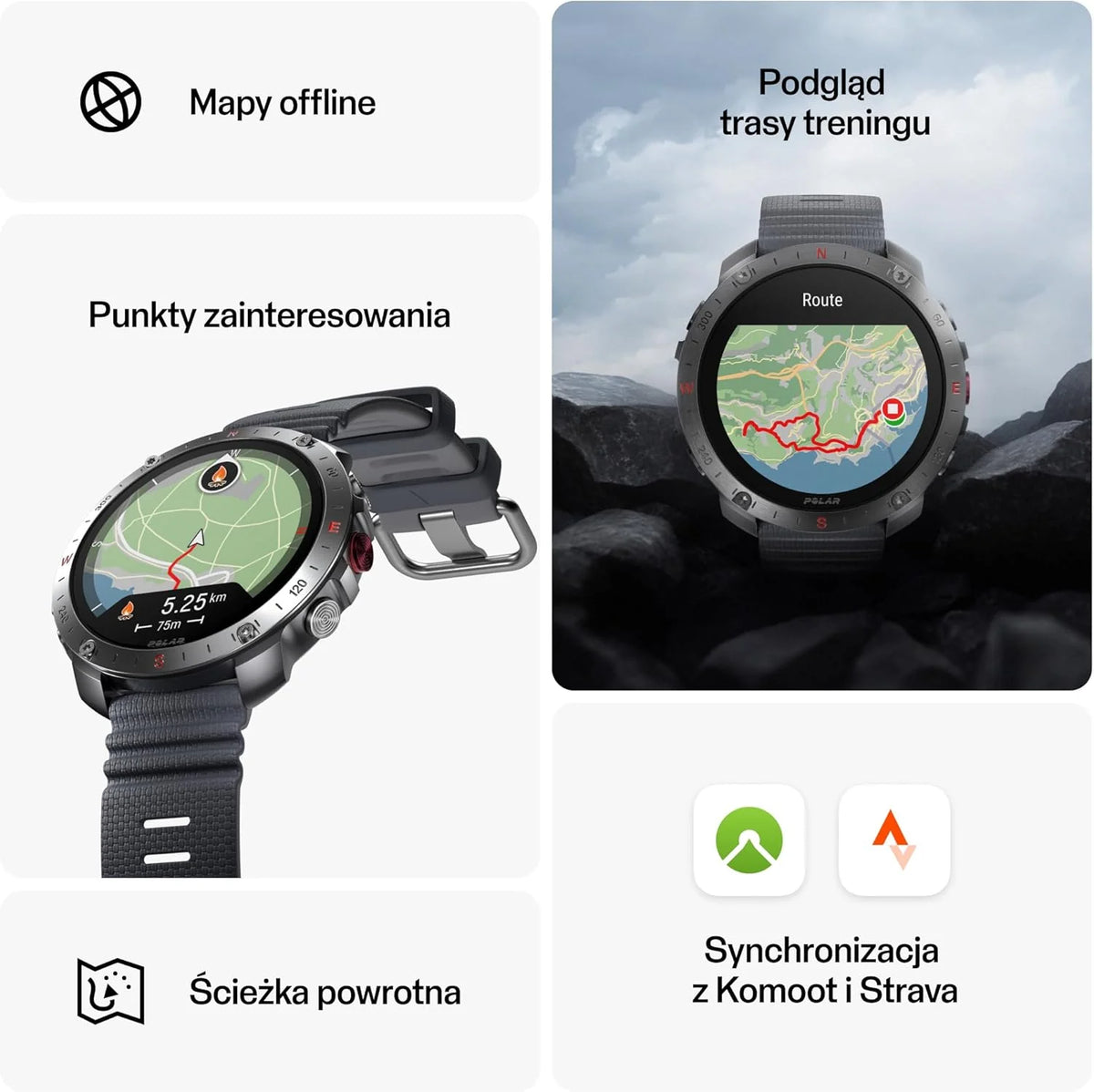 Polar Grit X2 Pro z GPS klasy premium – wytrzymały zegarek outdoorowy. Zaawansowana nawigacja i monitorowanie danych, sensor tętna i inne bioczujniki zaprojektowane dla najlepszej wydajności