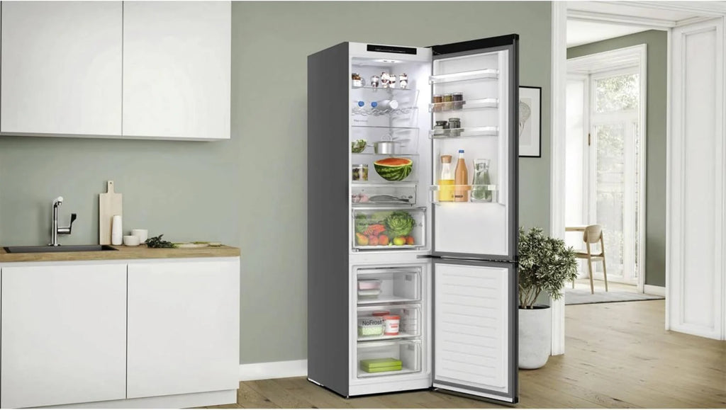 Bosch KGN39OCAF, seria 4, lodówko-zamrażarka, wolnostojąca, 203 x 60 cm, chłodzenie 260 l + zamrażanie 103 l, Green Collection, Total NoFrost, VitaFresh XXL, Perfect Fit, oświetlenie LED, antracyt
