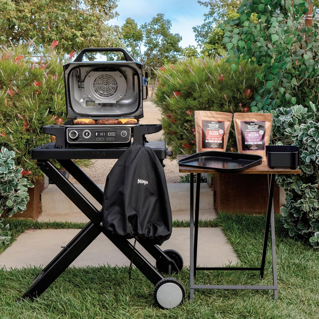 Ninja Woodfire Pro Connect XL Grill elektryczny, wędzarnia i frytkownica 7 w 1, sterowany za pomocą aplikacji, termometr cyfrowy z sondą, opalany pelletem drzewnym, wodoodporny, czarny, OG901EU