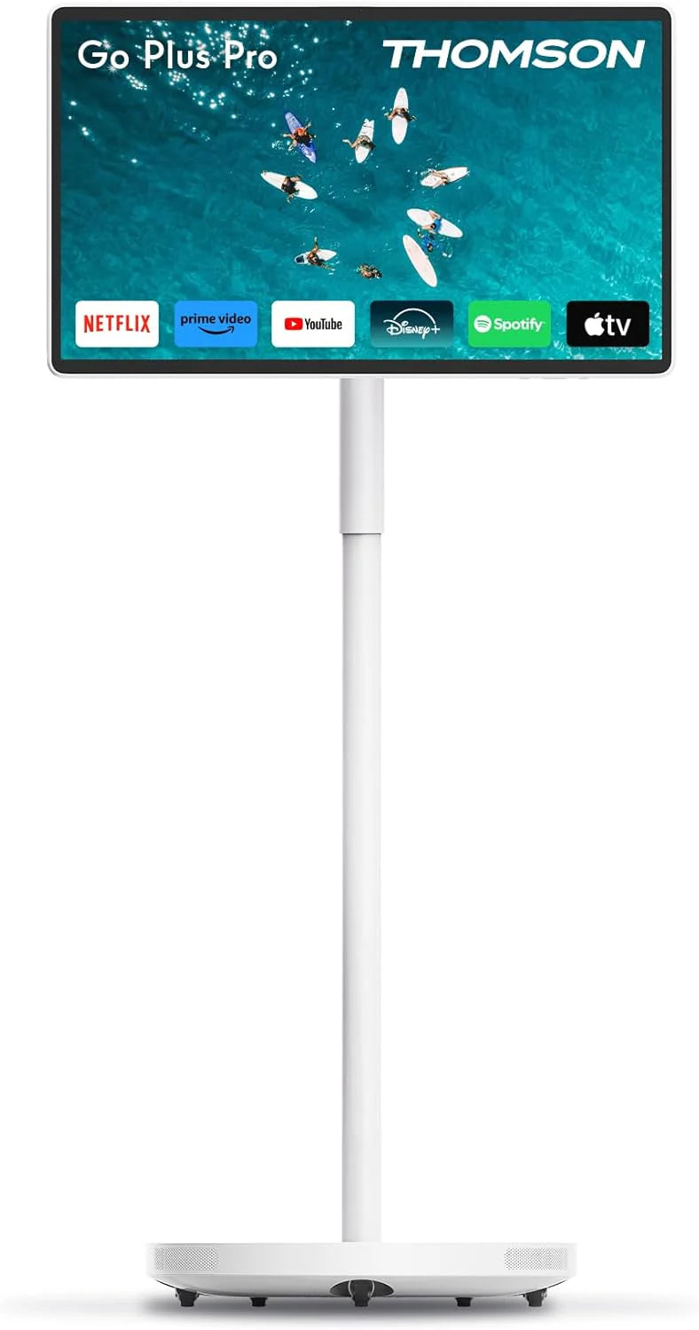 Thomson Go Plus Pro 27-calowy (69 cm) 4K UHD Inteligentny Ekran Dotykowy, Android, Sterowanie Głosowe, Hotspot, Bateria 9000 mAh, Kamera 5MP, Subwoofer, WiFi 6, Bluetooth, Przenośny Stojak