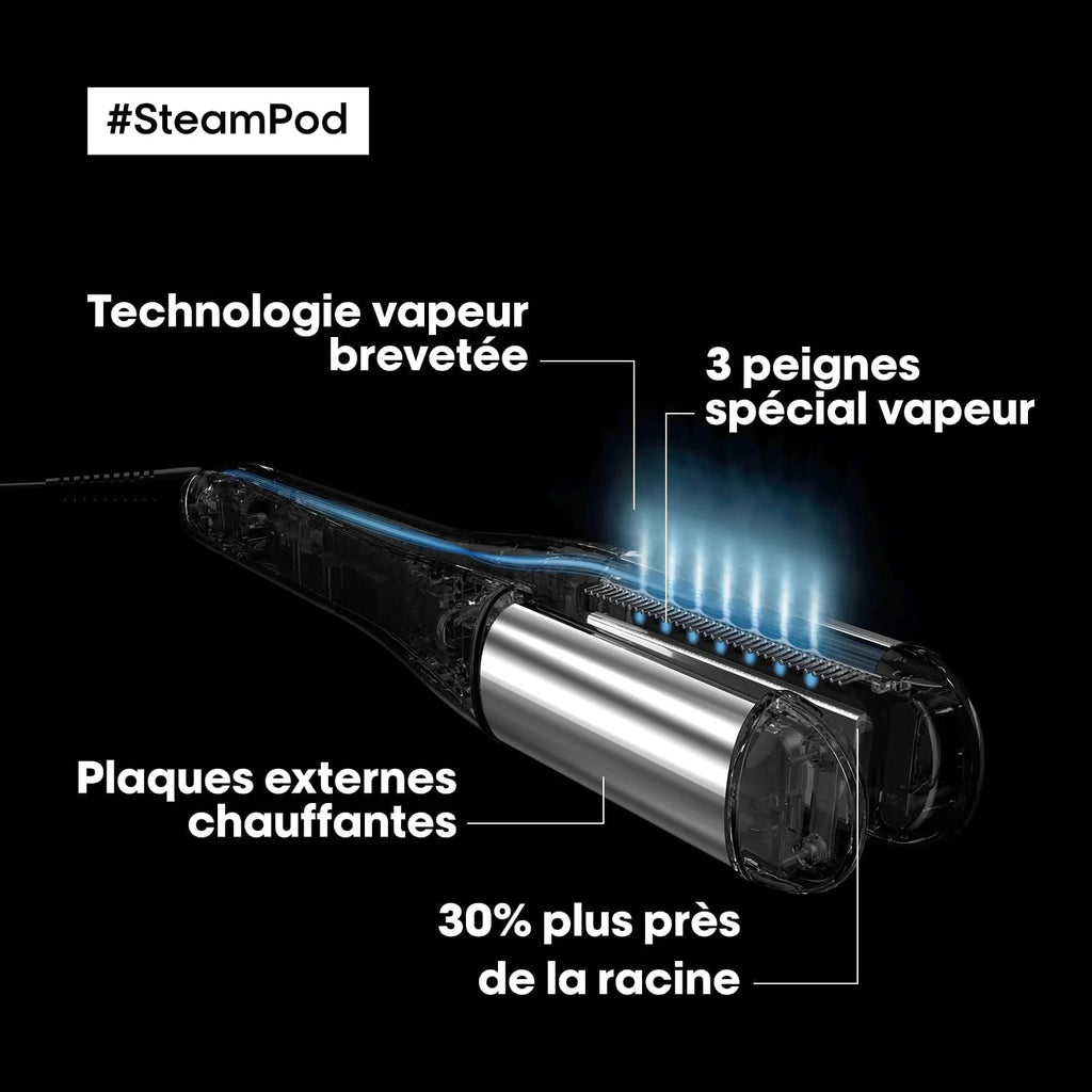 Steampod 4, Profesjonalna prostownica do włosów, opatentowana technologia parowa, wszystkie rodzaje włosów, zestaw 3 grzebieni w zestawie, L'Oréal Professional